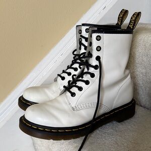 White Dr Marten 8 eyelet leather boots